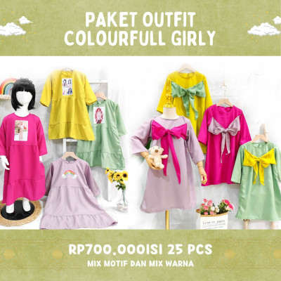 PAKET OUTFIT COLOURFULL GIRLY ISI 25PCS